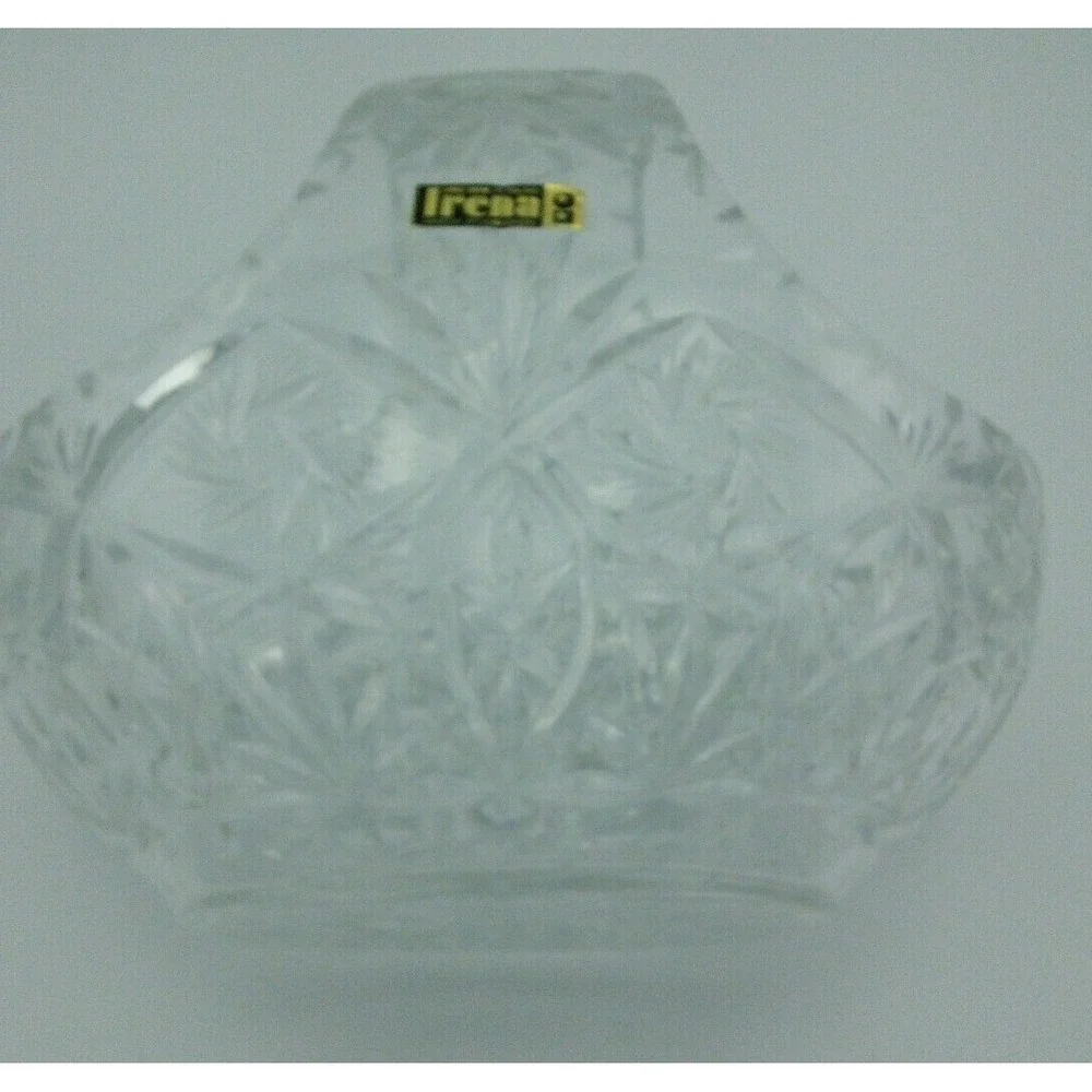 Irena 24% Lead Crystal Bowl & Matching Basket Easter Set With Stars & Palms 2 pc